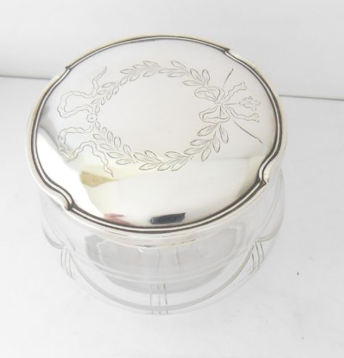 SILVER TOPPED CUT GLASS JAR BIRMINGHAM 1920 - ADDITIONAL PHOTO 2