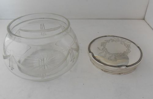 SILVER TOPPED CUT GLASS JAR BIRMINGHAM 1920 - ADDITIONAL PHOTO 5