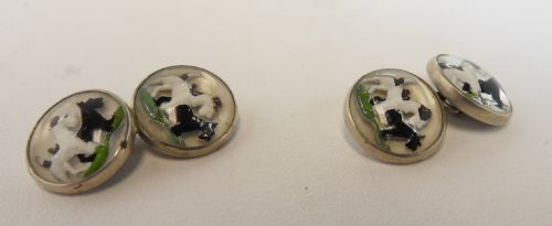 1930'S CABOCHON GLASS CUFFLINKS FEATURING TERRIER DOGS - ADDITIONAL PHOTO 7