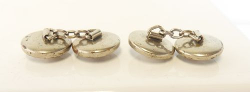 1930'S CABOCHON GLASS CUFFLINKS FEATURING SCOTTIE DOGS - ADDITIONAL PHOTO 1