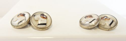 1930'S CABOCHON GLASS CUFFLINKS FEATURING SCOTTIE DOGS - ADDITIONAL PHOTO 3