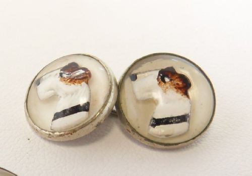 1930'S CABOCHON GLASS CUFFLINKS FEATURING SCOTTIE DOGS - ADDITIONAL PHOTO 5