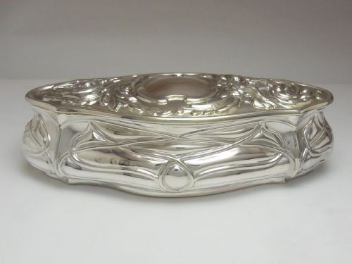 art nouveau silver trinket box birmingham 1904 - CATEGORY: ANTIQUE SILVER - DATED EDWARDIAN