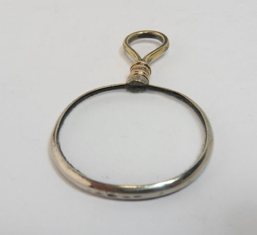 VICTORIAN BRASS HANDLED MAGNIFYING GLASS - ADDITIONAL PHOTO 2