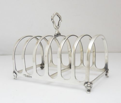 SILVER HEAVY GAUGE TOAST RACK BIRMINGHAM 1927 - ADDITIONAL PHOTO 4
