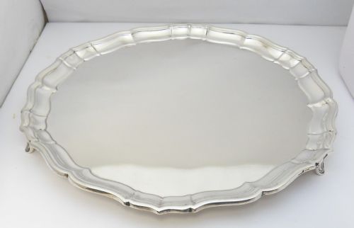 SUPERB STERLING SILVER SALVER TRAY SHEFFIELD 1931 - ADDITIONAL PHOTO 1