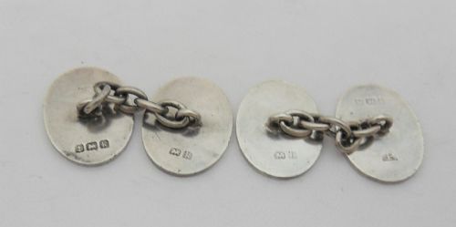 LOVELY EDWARDIAN SILVER CUFFLINKS BIRMINGHAM 1909 - ADDITIONAL PHOTO 1