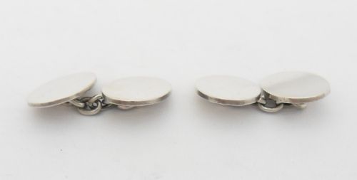 LOVELY EDWARDIAN SILVER CUFFLINKS BIRMINGHAM 1909 - ADDITIONAL PHOTO 2