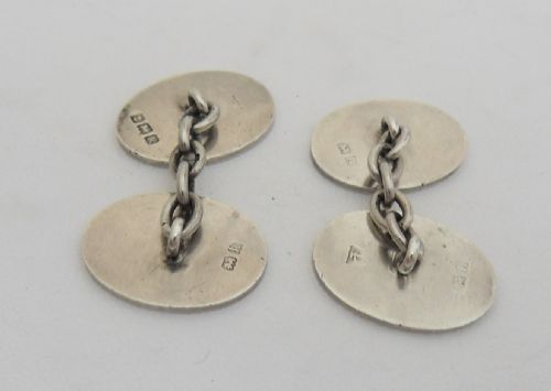 LOVELY EDWARDIAN SILVER CUFFLINKS BIRMINGHAM 1909 - ADDITIONAL PHOTO 4