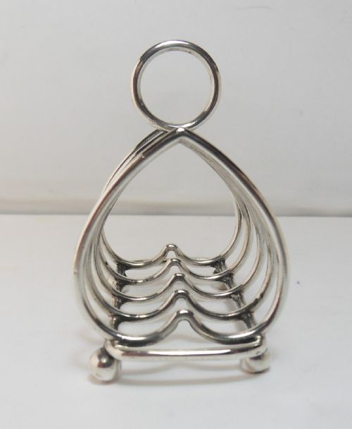 GOLDSMITHS HEART DESIGN SILVER TOAST RACK LONDON 1908 - ADDITIONAL PHOTO 3