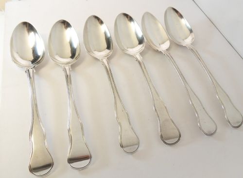 MATCHED SET OF 6 SILVER TABLESPOONS DATED 1817 1823 1835 - ADDITIONAL PHOTO 1