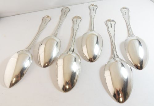 MATCHED SET OF 6 SILVER TABLESPOONS DATED 1817 1823 1835 - ADDITIONAL PHOTO 2