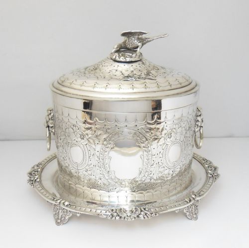 SUPERB VICTORIAN SILVER PLATED BISCUIT BARREL BOX - ADDITIONAL PHOTO 6