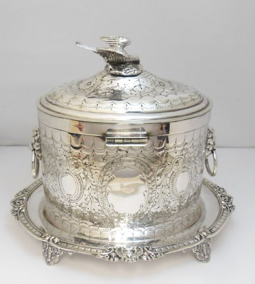SUPERB VICTORIAN SILVER PLATED BISCUIT BARREL BOX - ADDITIONAL PHOTO 7