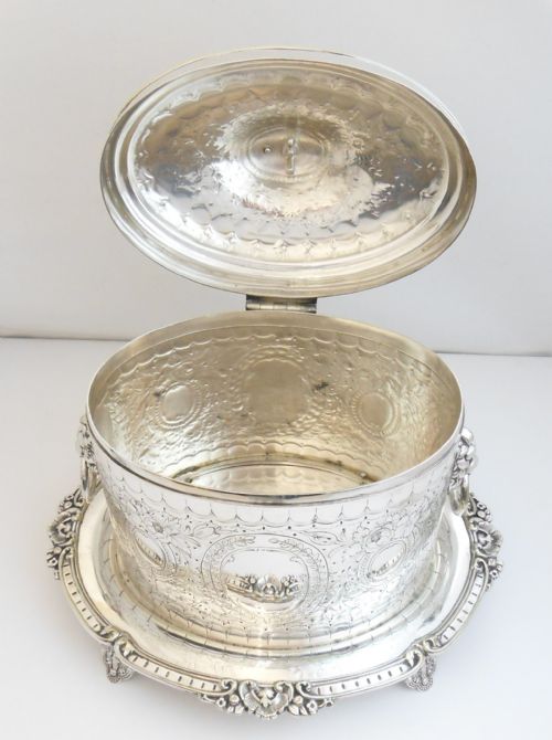 SUPERB VICTORIAN SILVER PLATED BISCUIT BARREL BOX - ADDITIONAL PHOTO 9