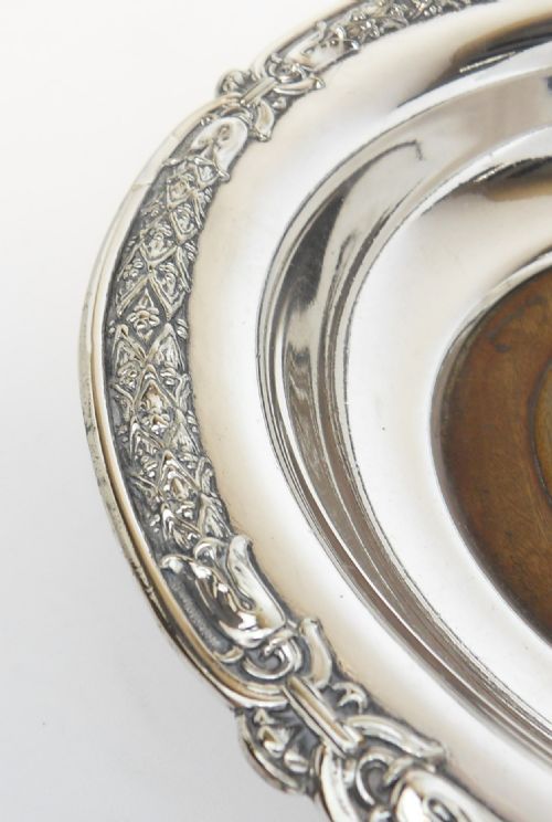 EARLY VICTORIAN LARGE SILVER PLATED BOTTLE COASTER - ADDITIONAL PHOTO 3
