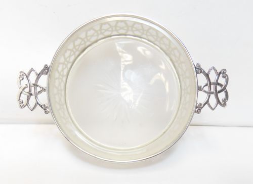 SILVER GLASS BUTTER CAVIAR DISH BIRMINGHAM 1927 - ADDITIONAL PHOTO 5