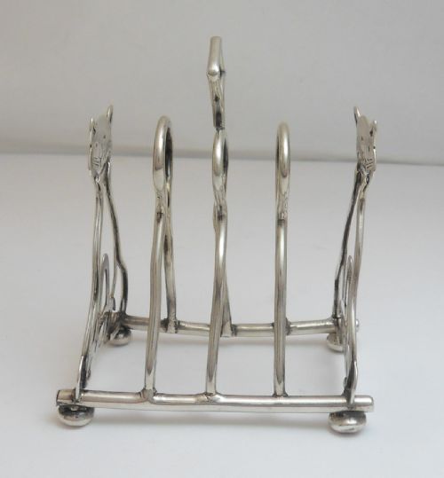 RARE CHESHIRE CAT SILVER TOAST RACK BIRMINGHAM 1910 - ADDITIONAL PHOTO 2