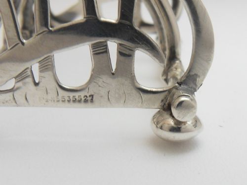 RARE CHESHIRE CAT SILVER TOAST RACK BIRMINGHAM 1910 - ADDITIONAL PHOTO 3