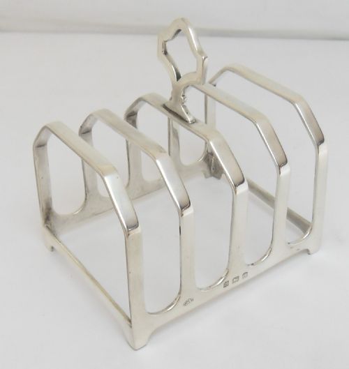 FINE ART DECO SILVER TOAST RACK BIRMINGHAM 1932 - ADDITIONAL PHOTO 3