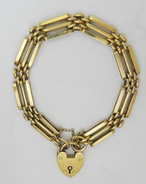 EDWARDIAN 9CT GOLD GATE BRACELET BIRMINGHAM 1906 - ADDITIONAL PHOTO 1