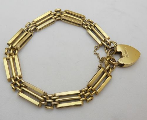 EDWARDIAN 9CT GOLD GATE BRACELET BIRMINGHAM 1906 - ADDITIONAL PHOTO 2