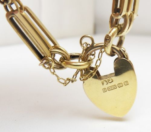 EDWARDIAN 9CT GOLD GATE BRACELET BIRMINGHAM 1906 - ADDITIONAL PHOTO 4