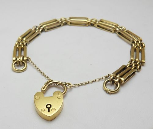 EDWARDIAN 9CT GOLD GATE BRACELET BIRMINGHAM 1906 - ADDITIONAL PHOTO 6