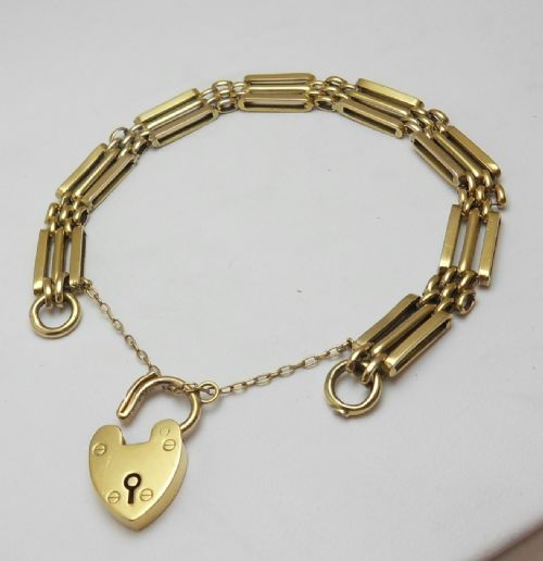 EDWARDIAN 9CT GOLD GATE BRACELET BIRMINGHAM 1906 - ADDITIONAL PHOTO 7