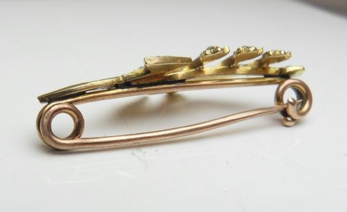 15CT GOLD EDWARDIAN LILY OF THE VALLEY SEED PEARL BROOCH - ADDITIONAL PHOTO 3