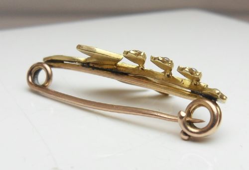 15CT GOLD EDWARDIAN LILY OF THE VALLEY SEED PEARL BROOCH - ADDITIONAL PHOTO 4