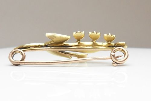 15CT GOLD EDWARDIAN LILY OF THE VALLEY SEED PEARL BROOCH - ADDITIONAL PHOTO 5