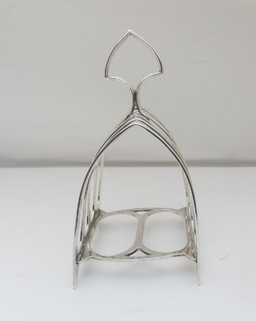 STUNNING GOTHIC ARCH SILVER TOAST RACK LONDON 1911 - ADDITIONAL PHOTO 2