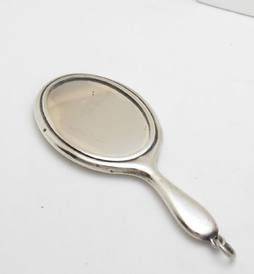 MINIATURE SILVER CHATELAINE VANITY MIRROR BIRMINGHAM 1913 - ADDITIONAL PHOTO 4