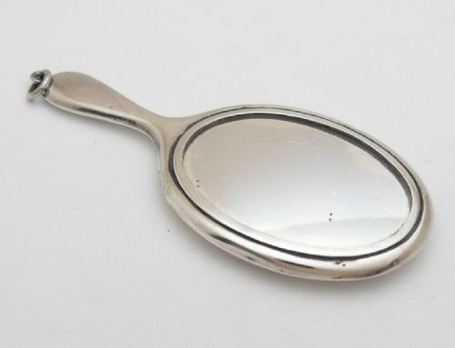 MINIATURE SILVER CHATELAINE VANITY MIRROR BIRMINGHAM 1913 - ADDITIONAL PHOTO 5
