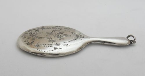 MINIATURE SILVER CHATELAINE VANITY MIRROR BIRMINGHAM 1913 - ADDITIONAL PHOTO 7