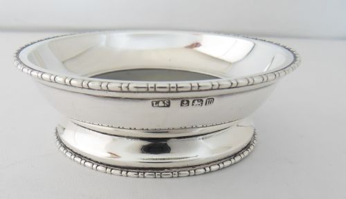 unusual silver dish pin tray inset with jade birmingham 1911 - CATEGORY: ANTIQUE SILVER - DATED 1920