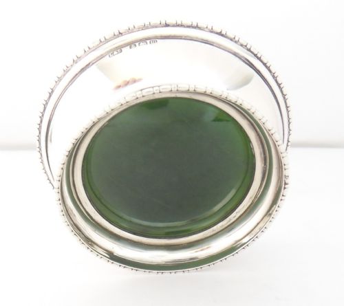 UNUSUAL SILVER DISH PIN TRAY INSET WITH JADE BIRMINGHAM 1911 - ADDITIONAL PHOTO 1
