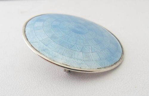 ANTIQUE SILVER GUILLOCHE ENAMELLED BROOCH BIRMINGHAM 1913 - ADDITIONAL PHOTO 1