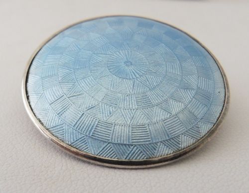 ANTIQUE SILVER GUILLOCHE ENAMELLED BROOCH BIRMINGHAM 1913 - ADDITIONAL PHOTO 2