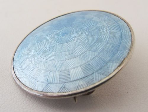 ANTIQUE SILVER GUILLOCHE ENAMELLED BROOCH BIRMINGHAM 1913 - ADDITIONAL PHOTO 3