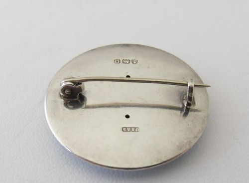 ANTIQUE SILVER GUILLOCHE ENAMELLED BROOCH BIRMINGHAM 1913 - ADDITIONAL PHOTO 4
