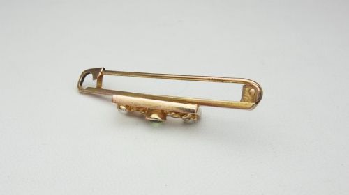 9CT GOLD PERIDOT SEED PEARL BROOCH BIRMINGHAM 1928 - ADDITIONAL PHOTO 5