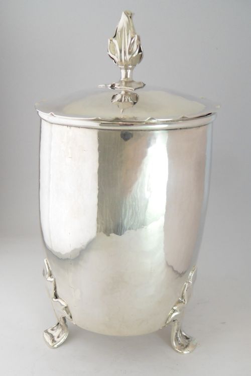 arts crafts silver tea caddy london 1927 - CATEGORY: ANTIQUE SILVER - DATED 1930