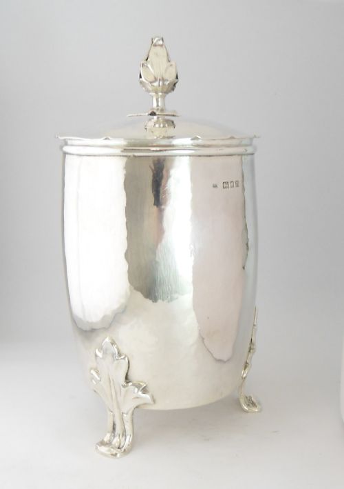 ARTS CRAFTS SILVER TEA CADDY LONDON 1927 - ADDITIONAL PHOTO 3