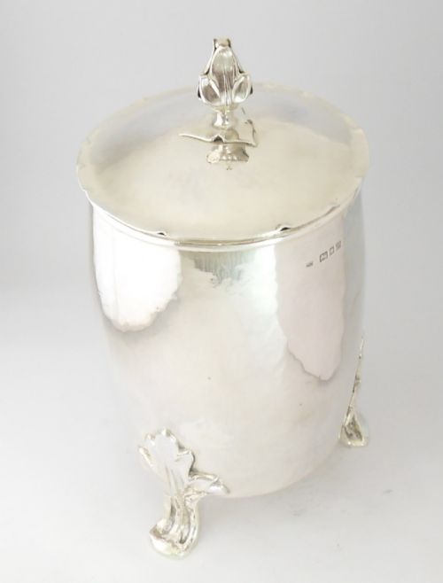 ARTS CRAFTS SILVER TEA CADDY LONDON 1927 - ADDITIONAL PHOTO 5