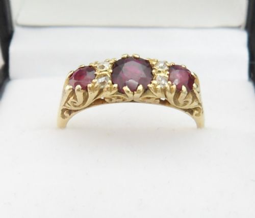 18CT GOLD RUBY DIAMOND RING BIRMINGHAM 1910 - ADDITIONAL PHOTO 1