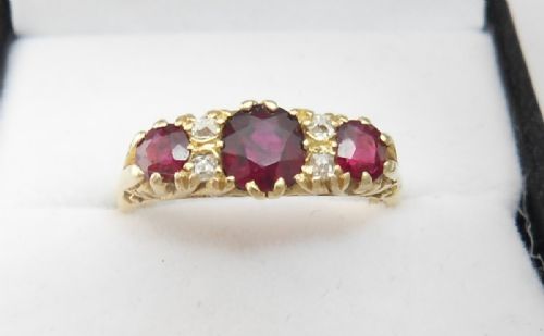 18CT GOLD RUBY DIAMOND RING BIRMINGHAM 1910 - ADDITIONAL PHOTO 2