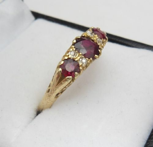 18CT GOLD RUBY DIAMOND RING BIRMINGHAM 1910 - ADDITIONAL PHOTO 3