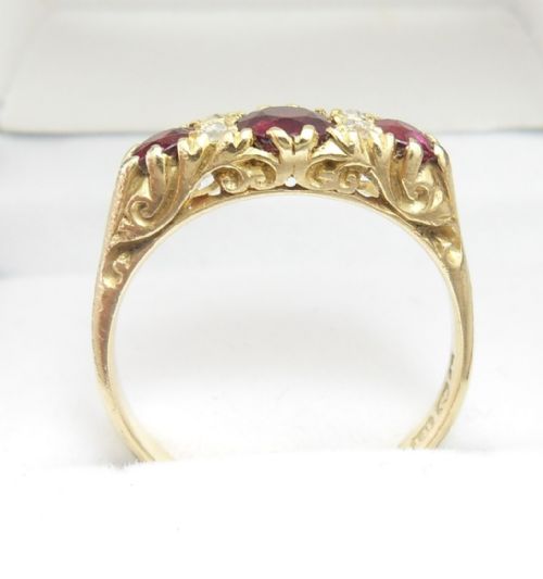 18CT GOLD RUBY DIAMOND RING BIRMINGHAM 1910 - ADDITIONAL PHOTO 5